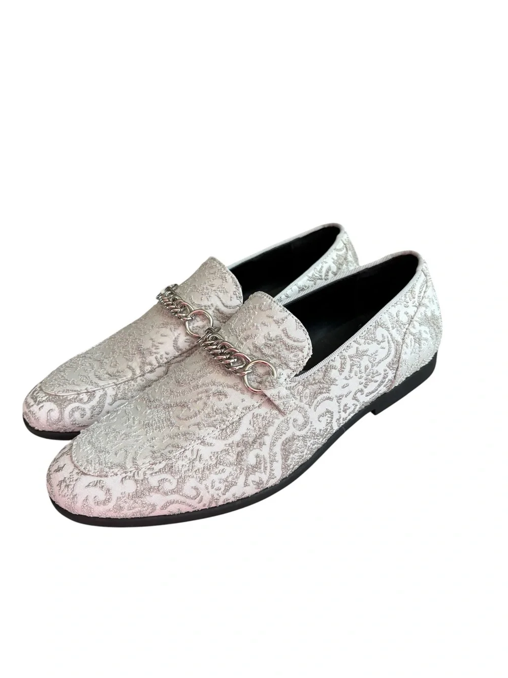 ASOS DESIGN Men's Metallic Brocade Loafers with Chain